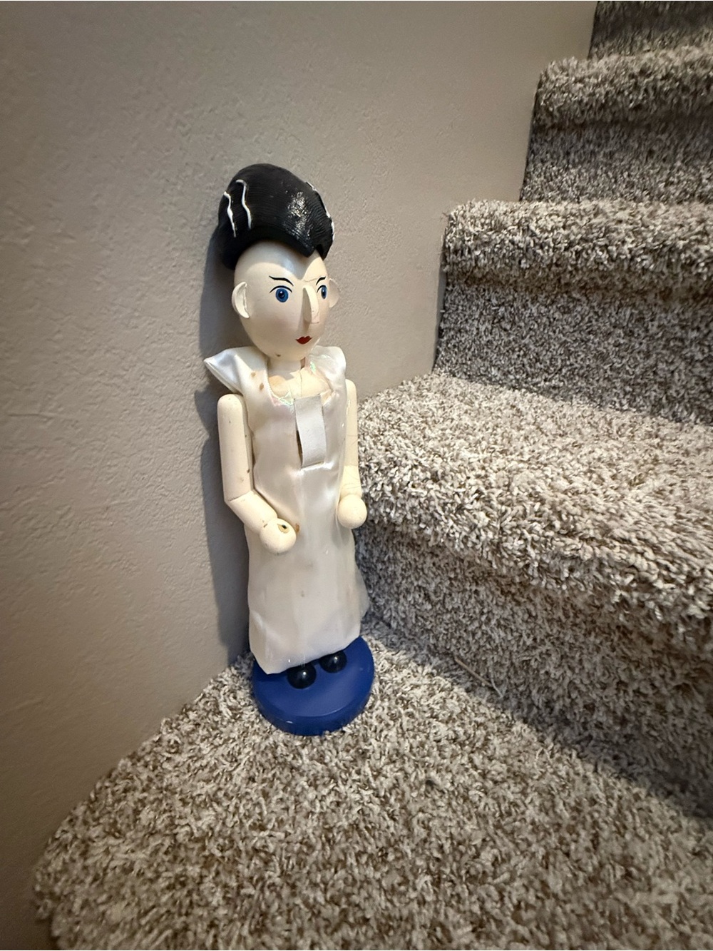 White and Blue nutcracker Wooden Figurine